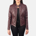 Kelsee Maroon Leather Jacket